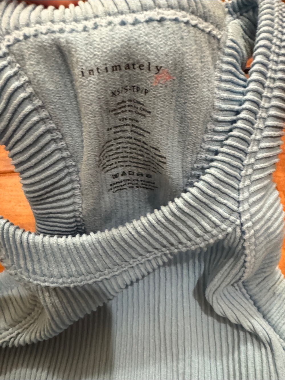 Women's Light Blue Ribbed Racerback Tank — Soft Stretch Knit - Picture 2 of 3